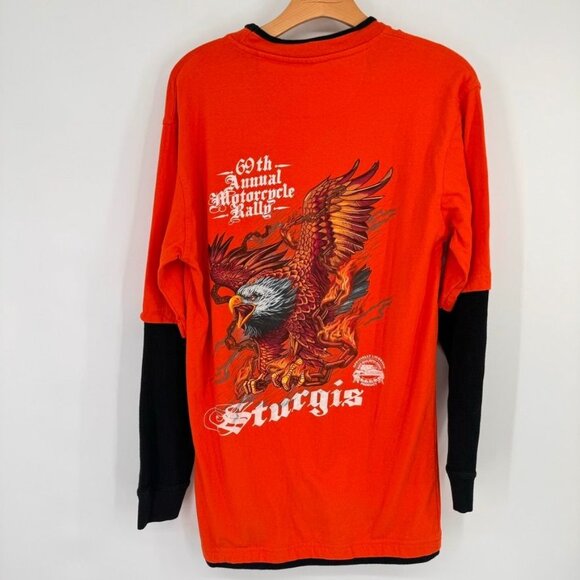 Sturgis mens 2009 69th Annual Motorcycle Rally Long Sleeve Orange T-Shirt Size l - Picture 6 of 9